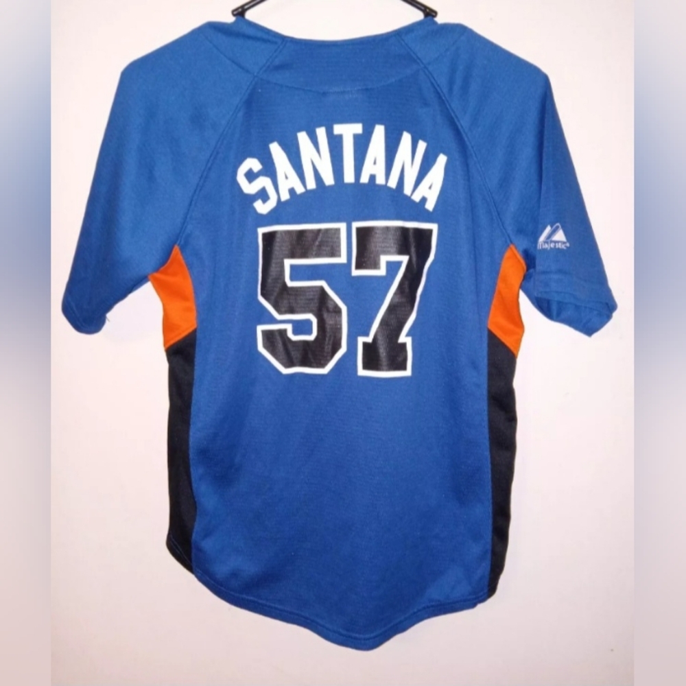 Majestic Kid's Johan Santana New York Mets #57 Button Front Jersey Sz 10/12 - Picture 2 of 2
